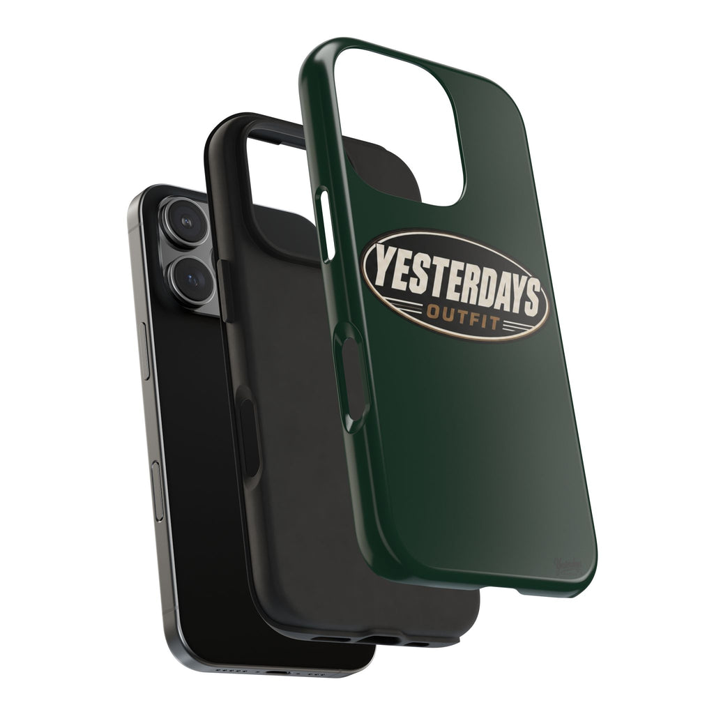 Yesterdays Outfit Logo Tough Phone Case | Retro Oval Badge, Dark Green