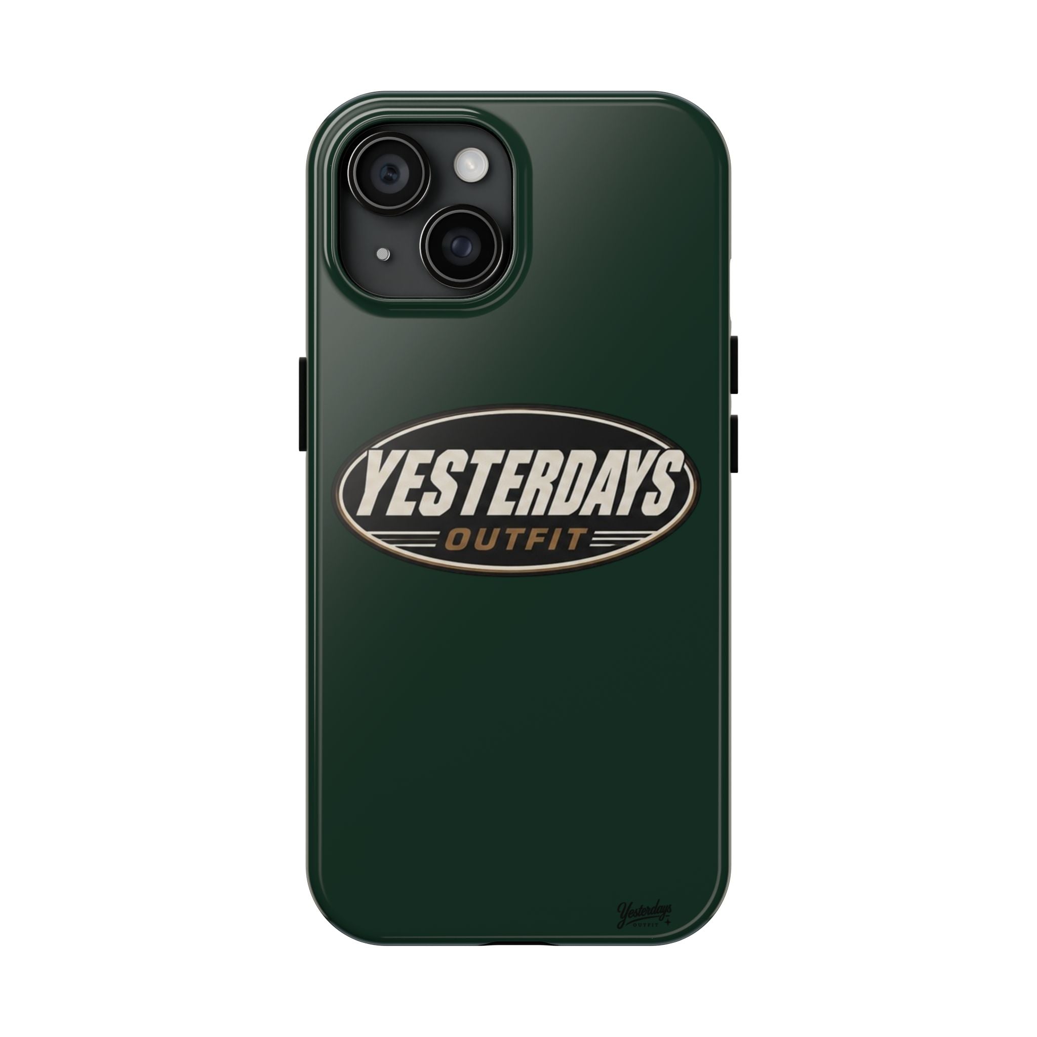 Yesterdays Outfit Logo Tough Phone Case | Retro Oval Badge, Dark Green