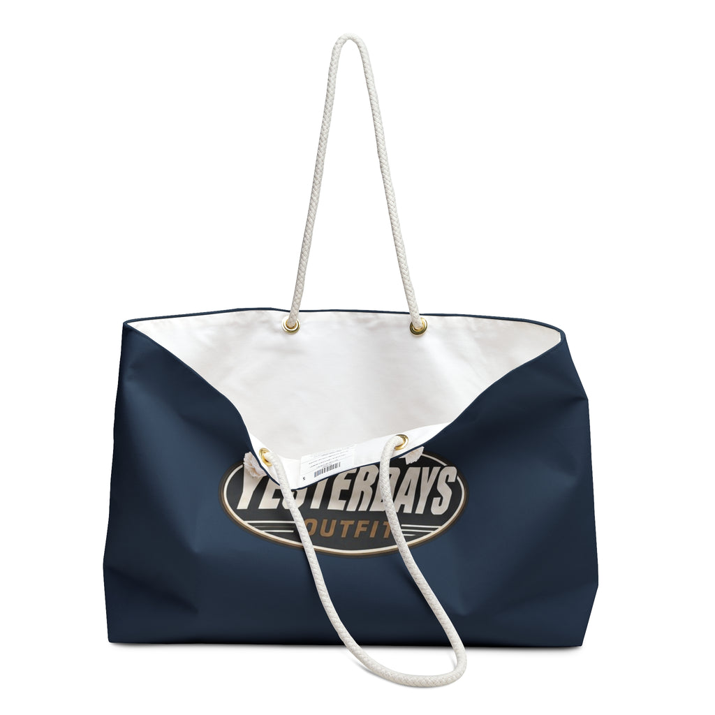 Yesterdays Outfit Logo Weekender Bag | Navy Canvas Travel Tote