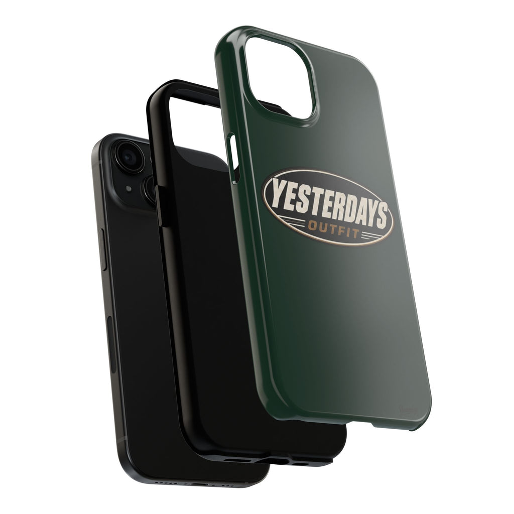 Yesterdays Outfit Logo Tough Phone Case | Retro Oval Badge, Dark Green