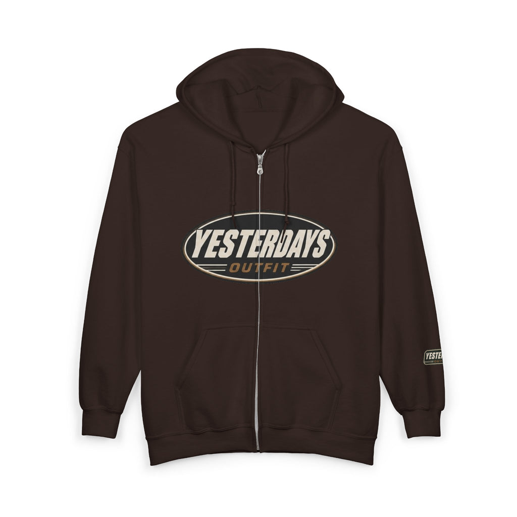 Yesterdays Outfit oval logo Full Zip Hoodie | Vintage badge sweatshirt