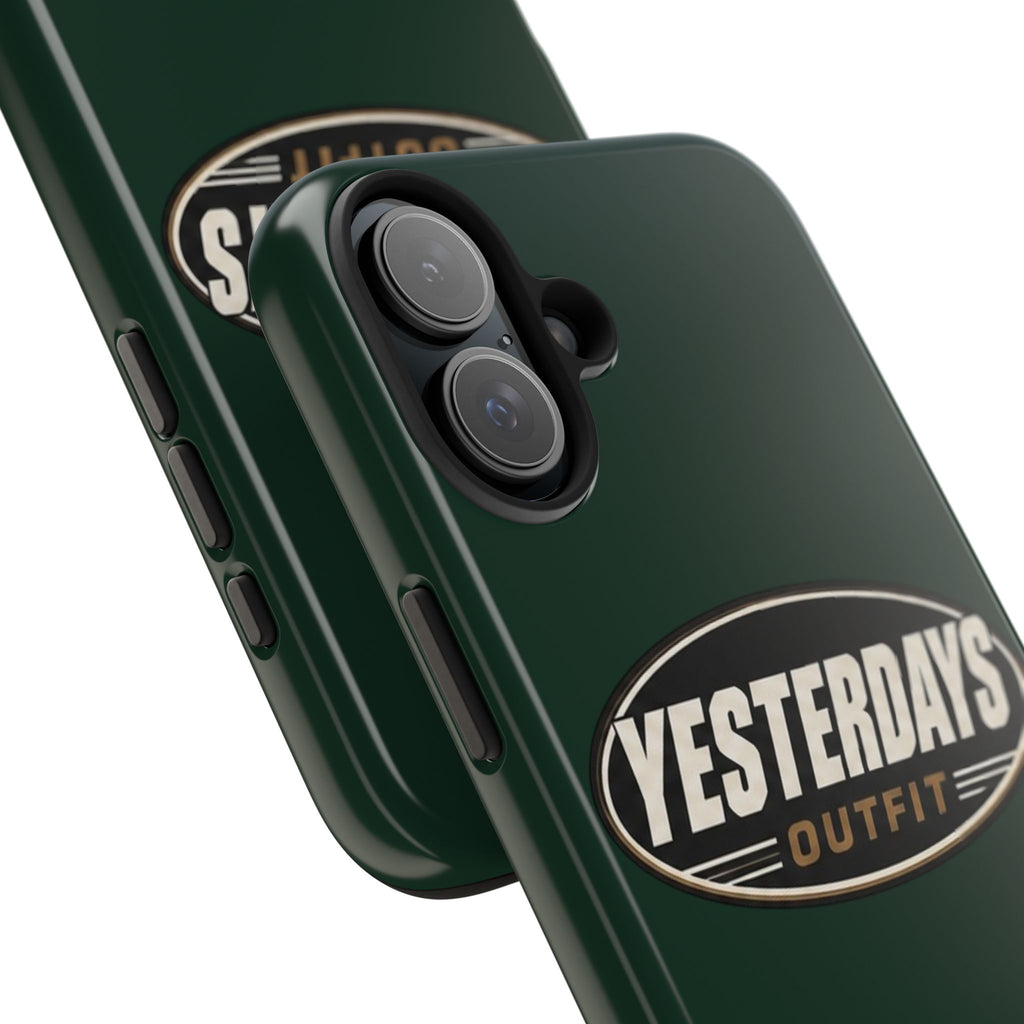 Yesterdays Outfit Logo Tough Phone Case | Retro Oval Badge, Dark Green