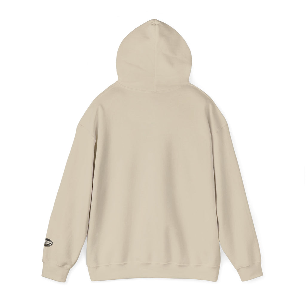 Small Oval Logo Hoodie | Minimal Graphic Front and Sleeve