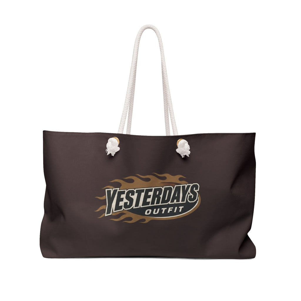 Yesterdays Outfit Logo Weekender Bag | Retro Flame Badge Tote