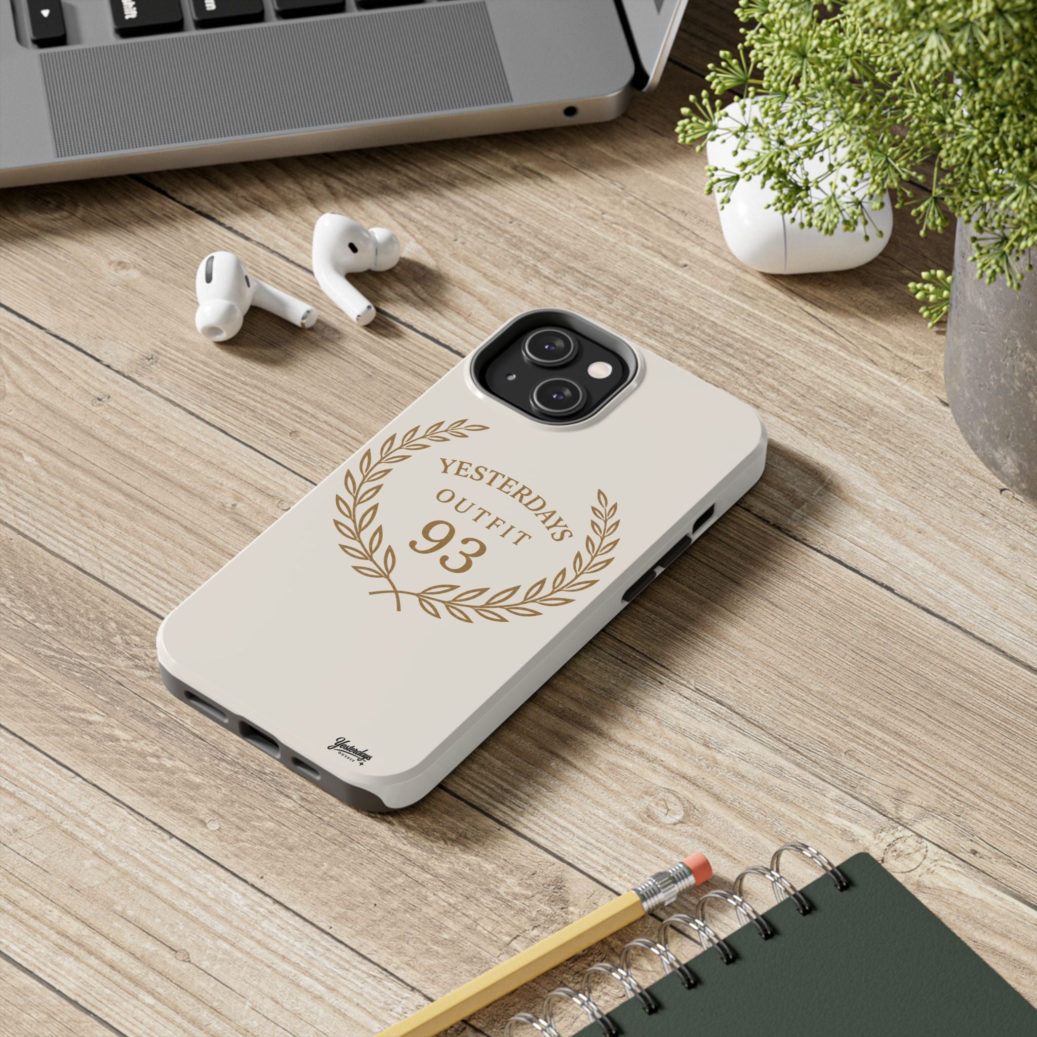 Yesterdays Outfit 93 phone case | laurel wreath vintage number design