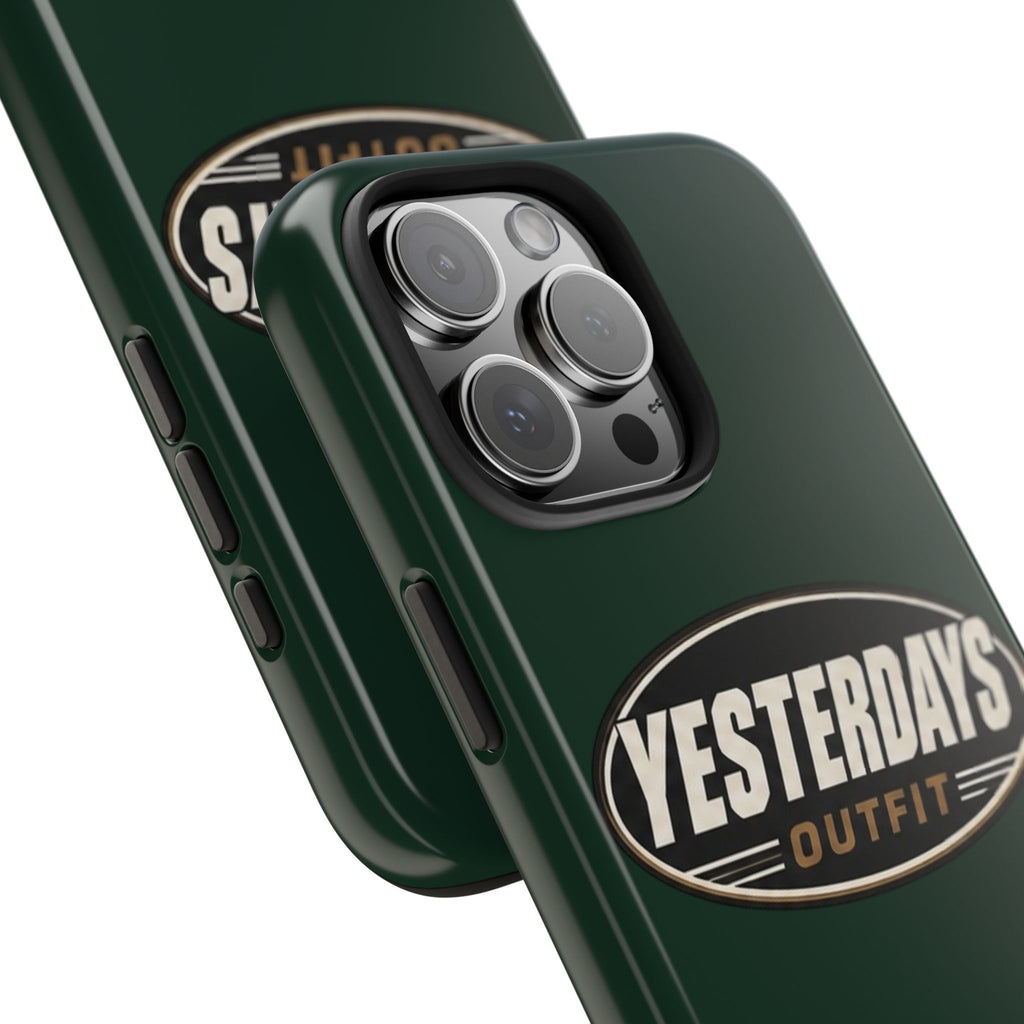 Yesterdays Outfit Logo Tough Phone Case | Retro Oval Badge, Dark Green