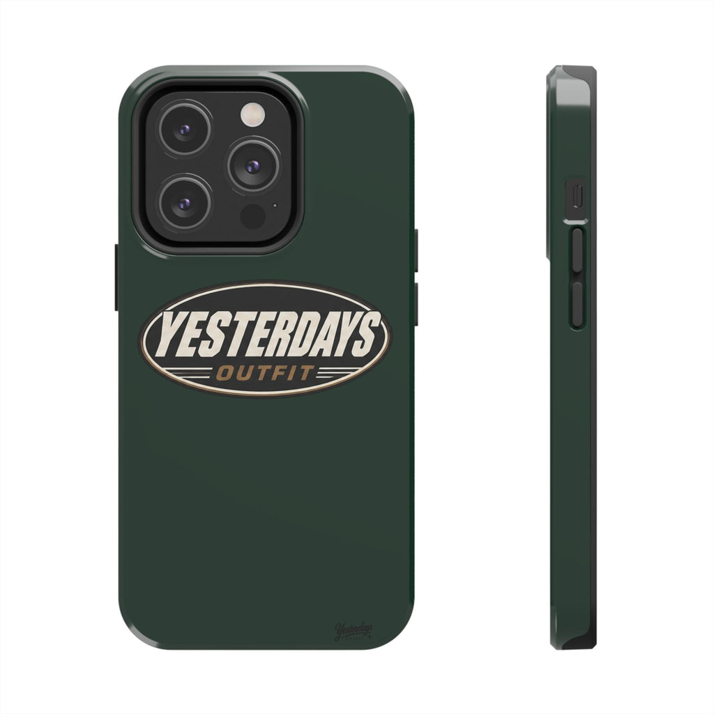 Yesterdays Outfit Logo Tough Phone Case | Retro Oval Badge, Dark Green