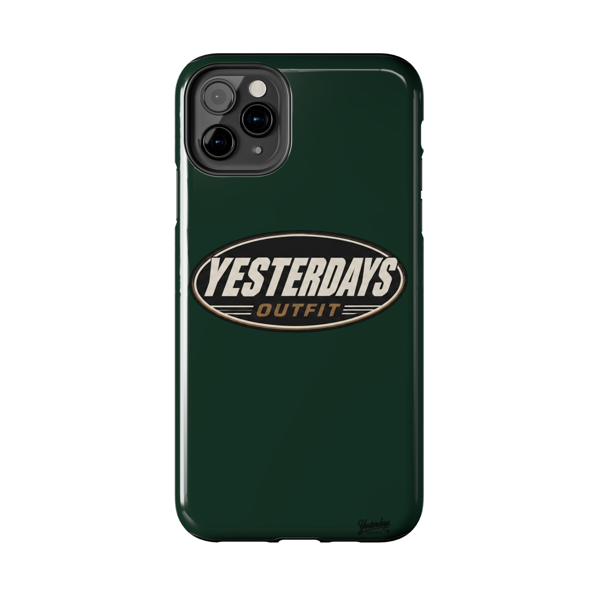 Yesterdays Outfit Logo Tough Phone Case | Retro Oval Badge, Dark Green