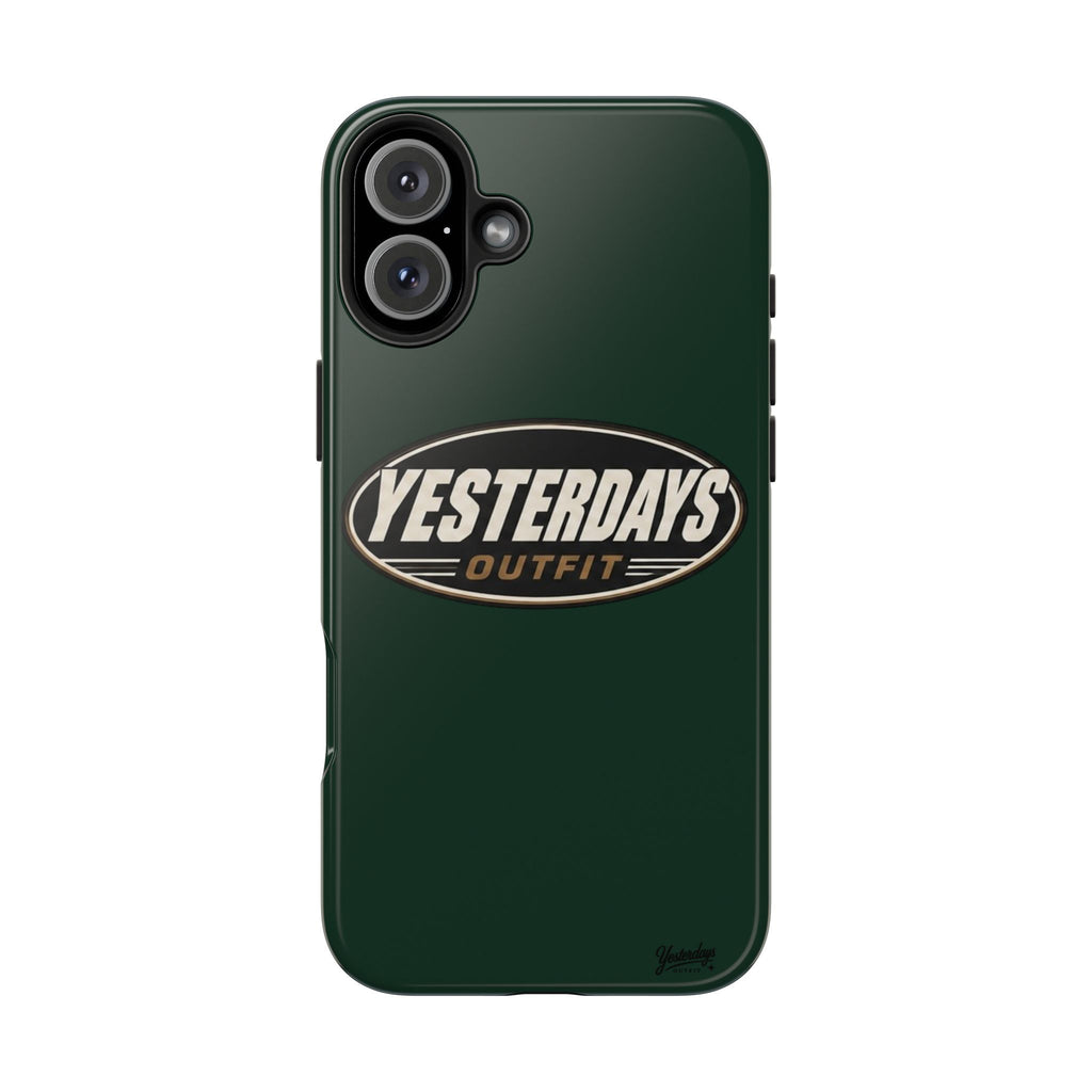 Yesterdays Outfit Logo Tough Phone Case | Retro Oval Badge, Dark Green