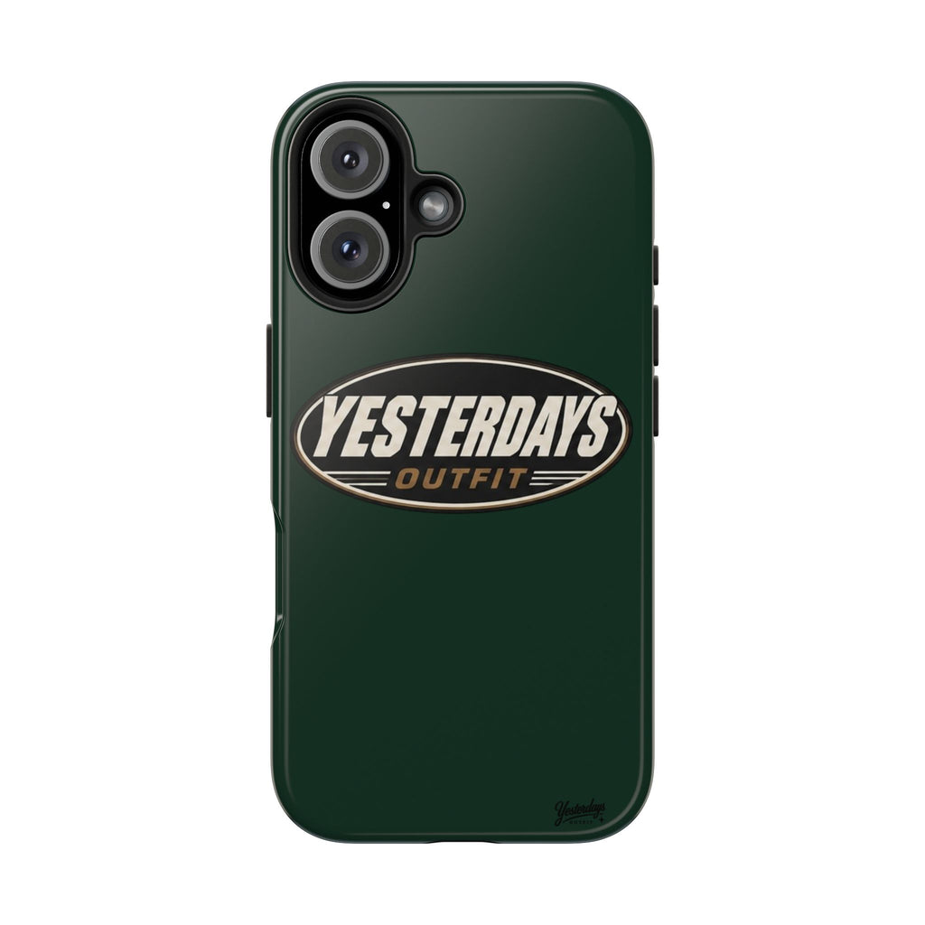 Yesterdays Outfit Logo Tough Phone Case | Retro Oval Badge, Dark Green