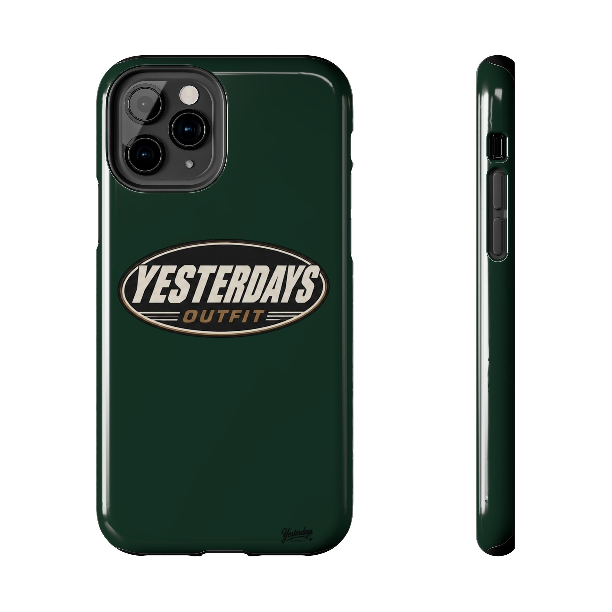 Yesterdays Outfit Logo Tough Phone Case | Retro Oval Badge, Dark Green