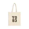 YO 93 Tote | Varsity Lettering, Sports Jersey Number, Retro Collegiate Style