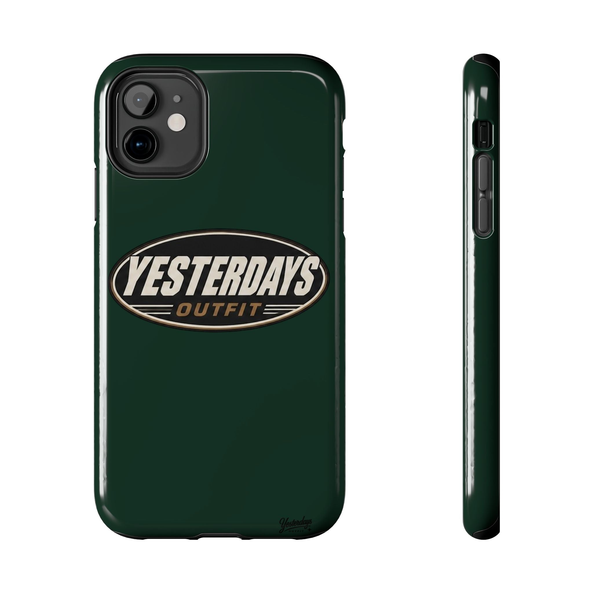 Yesterdays Outfit Logo Tough Phone Case | Retro Oval Badge, Dark Green