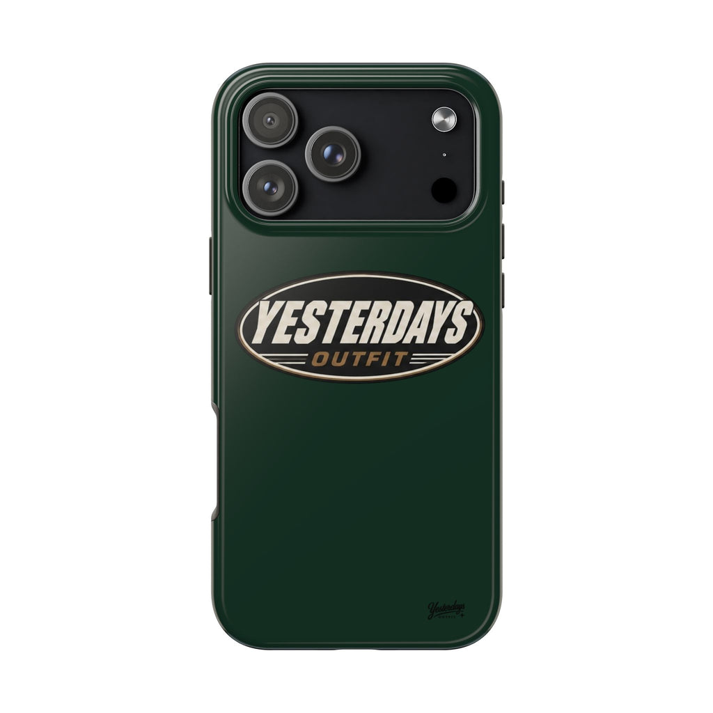 Yesterdays Outfit Logo Tough Phone Case | Retro Oval Badge, Dark Green