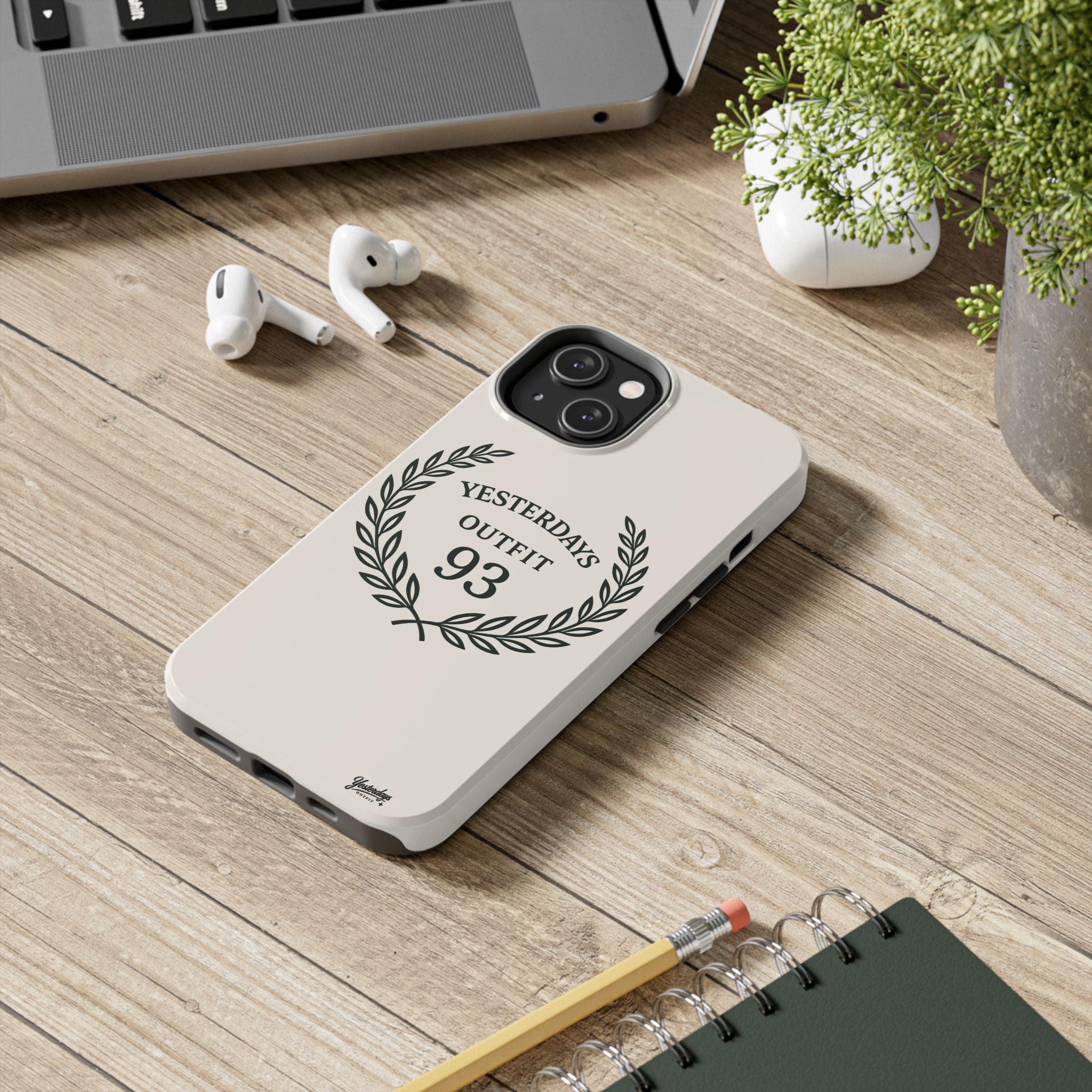 Yesterdays Outfit 93 phone case | laurel wreath graphic