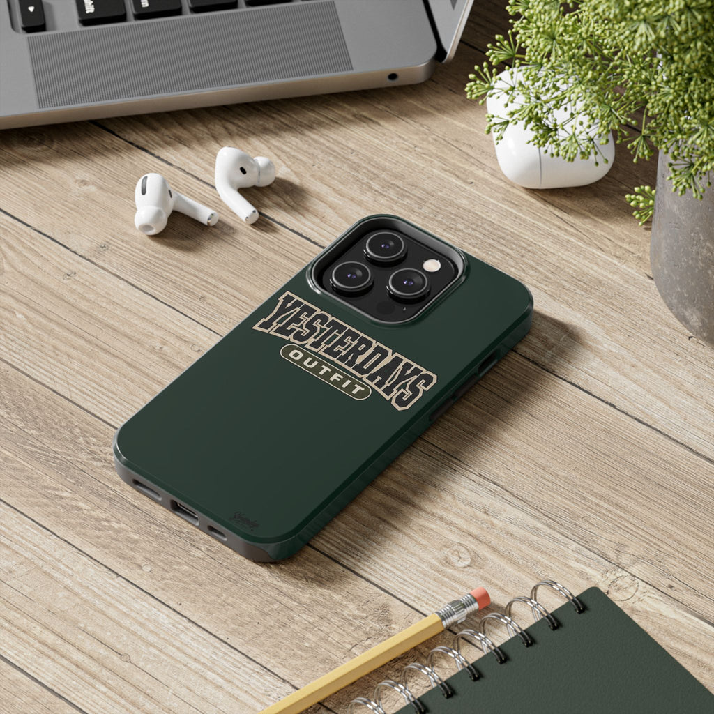 Yesterdays Outfit phone case | Retro collegiate logo, tough protective case