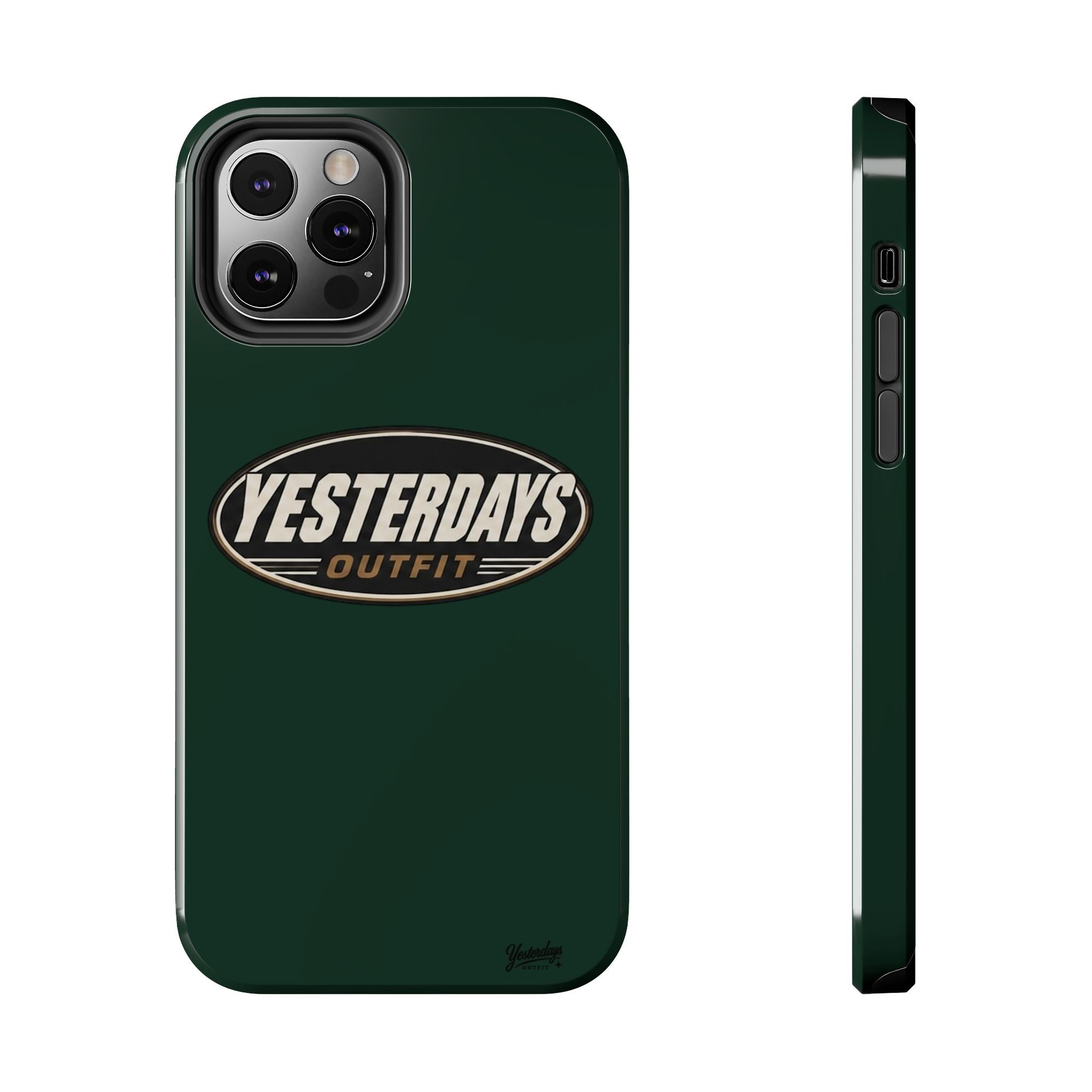 Yesterdays Outfit Logo Tough Phone Case | Retro Oval Badge, Dark Green