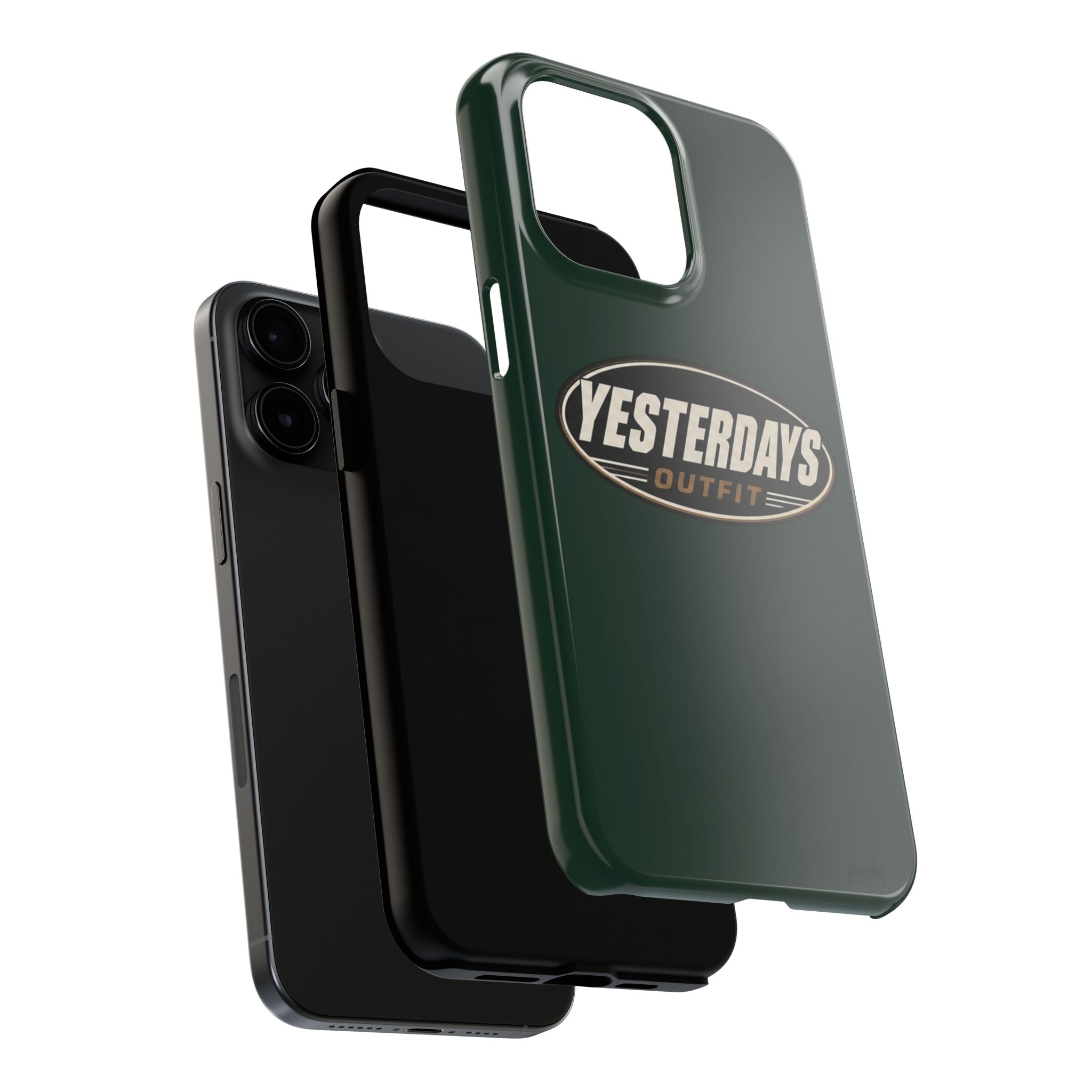 Yesterdays Outfit Logo Tough Phone Case | Retro Oval Badge, Dark Green
