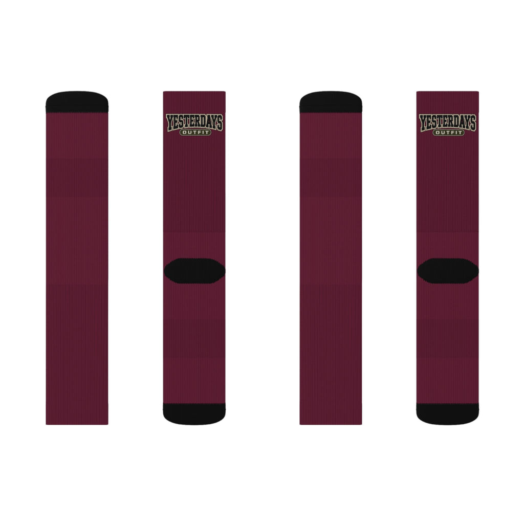 Yesterdays Logo Burgundy Socks | Sublimation Crew Socks