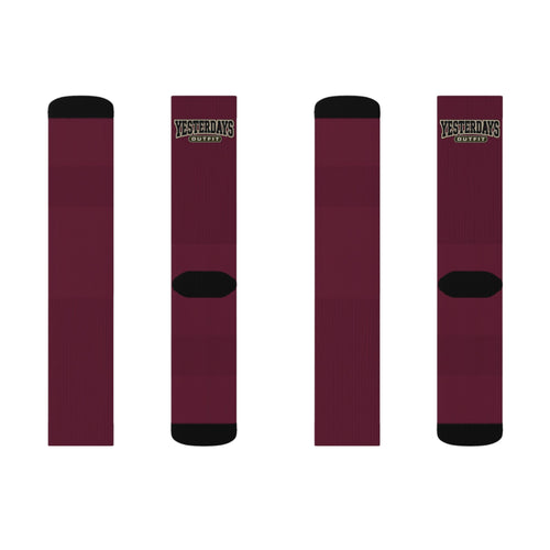 Yesterdays Logo Burgundy Socks | Sublimation Crew Socks