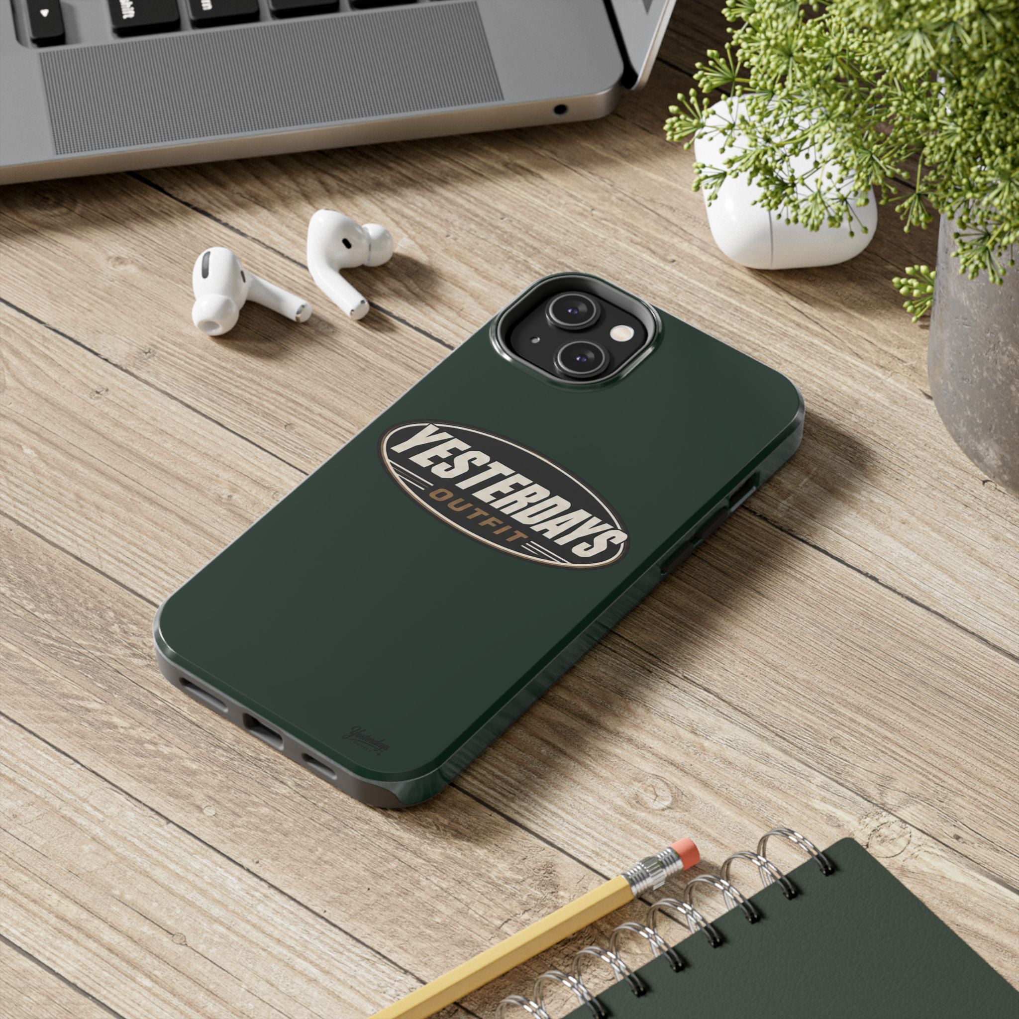 Yesterdays Outfit Logo Tough Phone Case | Retro Oval Badge, Dark Green