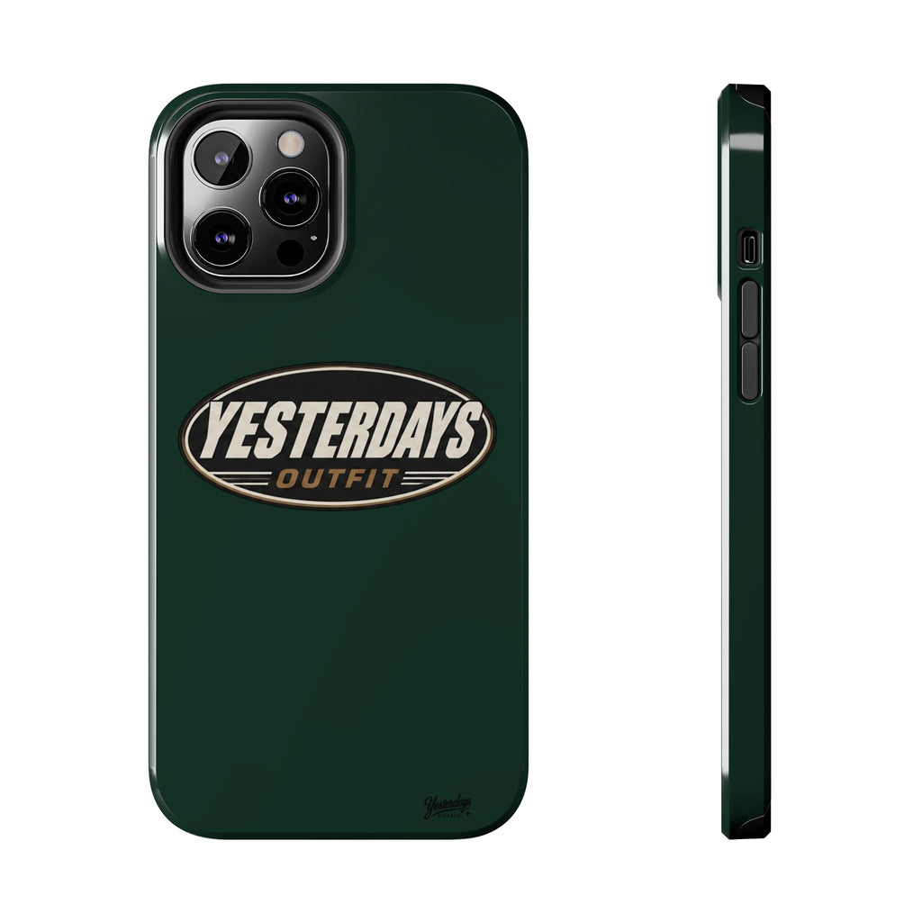 Yesterdays Outfit Logo Tough Phone Case | Retro Oval Badge, Dark Green
