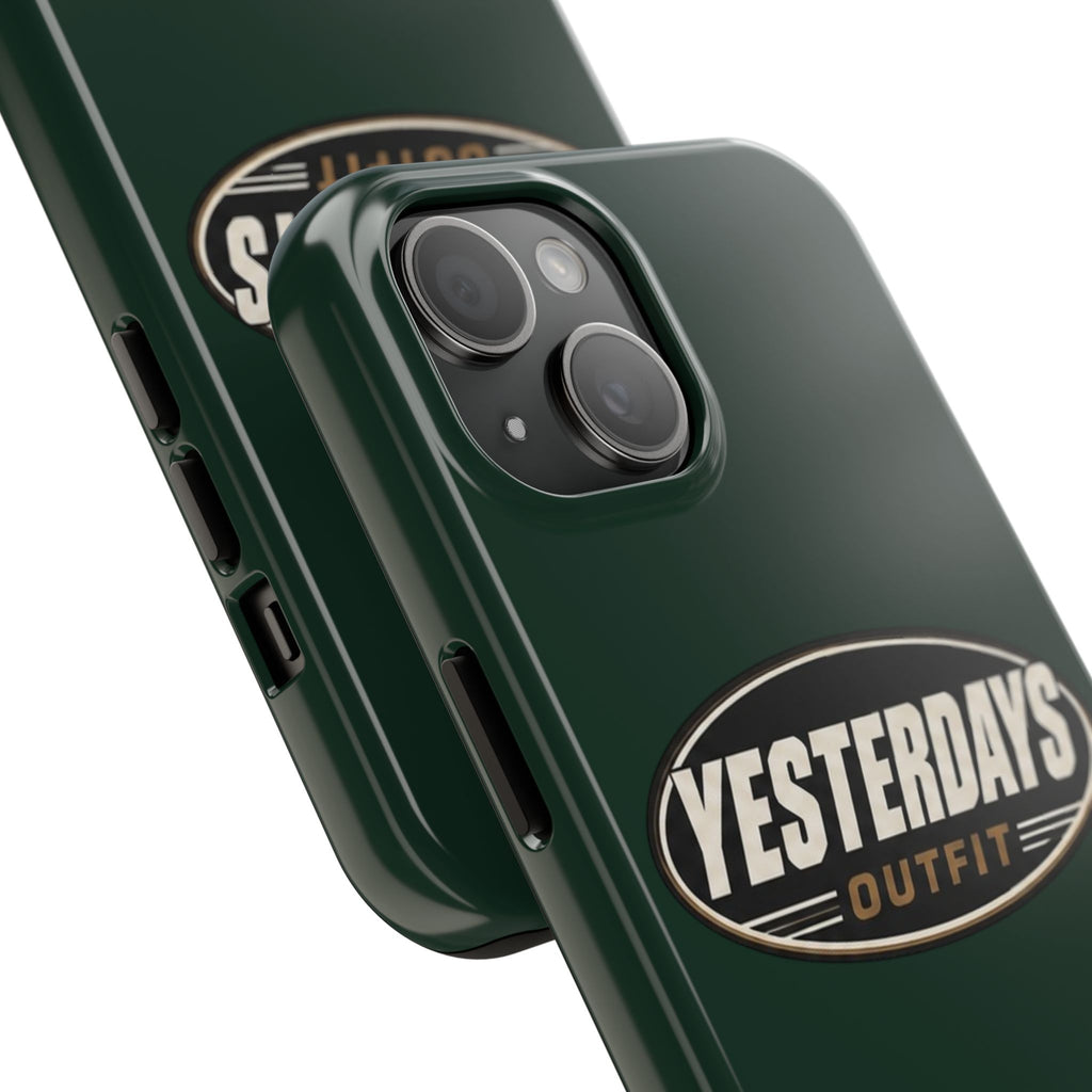 Yesterdays Outfit Logo Tough Phone Case | Retro Oval Badge, Dark Green