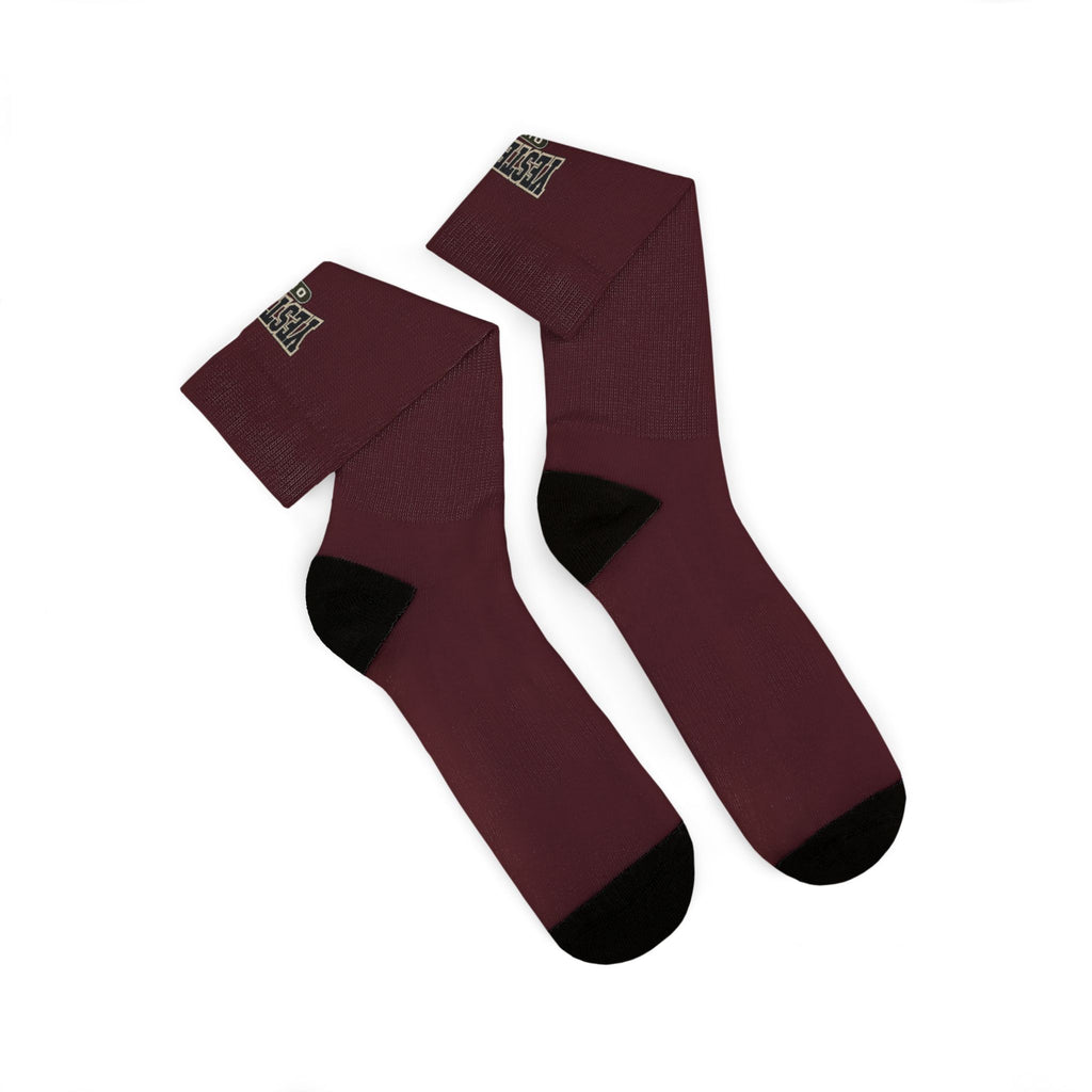Yesterdays Outfit | Burgundy Varsity Crew Socks