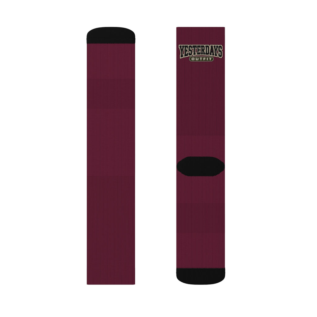Yesterdays Logo Burgundy Socks | Sublimation Crew Socks