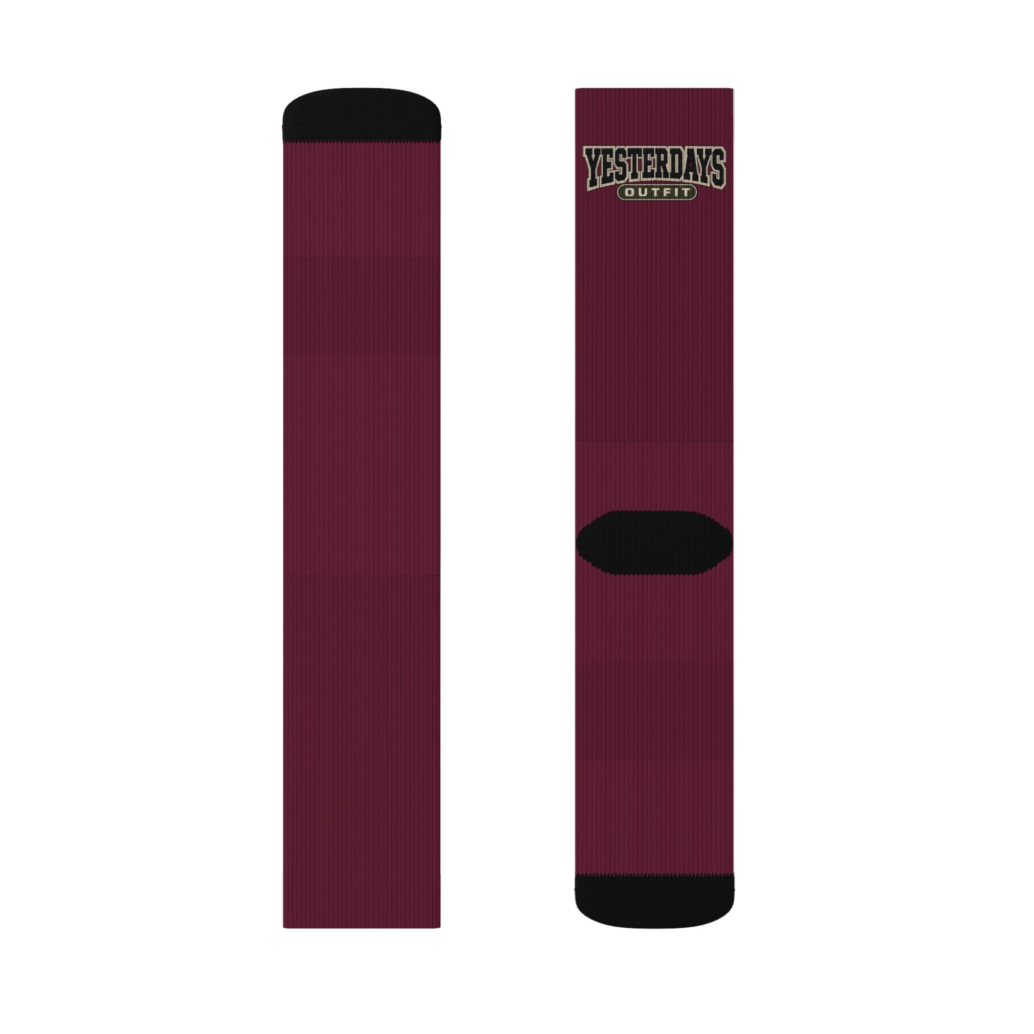 Yesterdays Logo Burgundy Socks | Sublimation Crew Socks