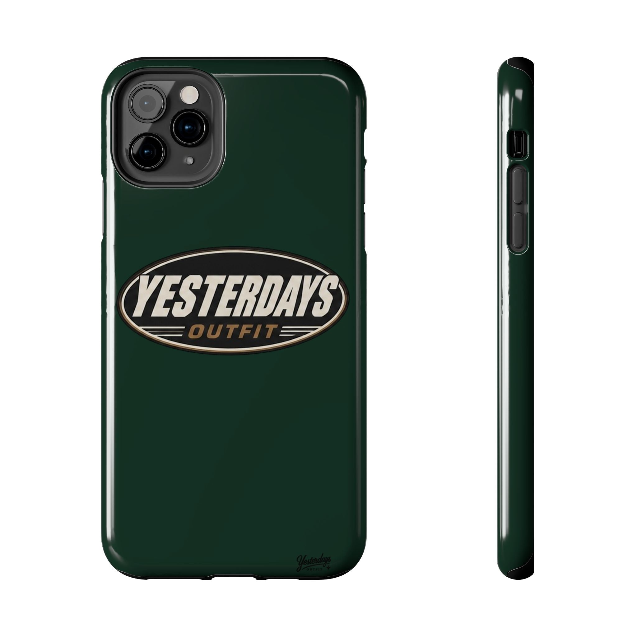 Yesterdays Outfit Logo Tough Phone Case | Retro Oval Badge, Dark Green