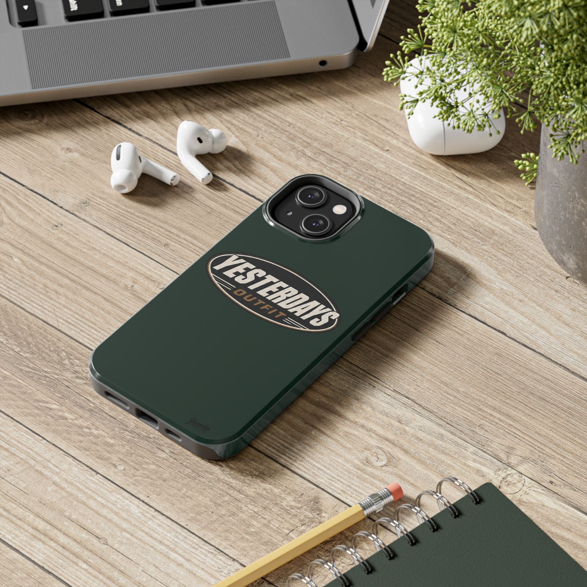 Yesterdays Outfit Logo Tough Phone Case | Retro Oval Badge, Dark Green