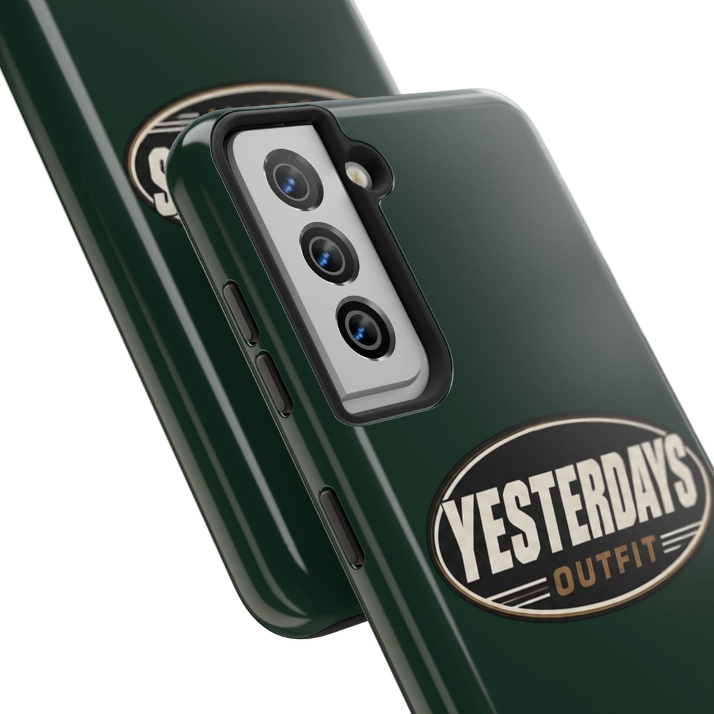 Yesterdays Outfit Logo Tough Phone Case | Retro Oval Badge, Dark Green