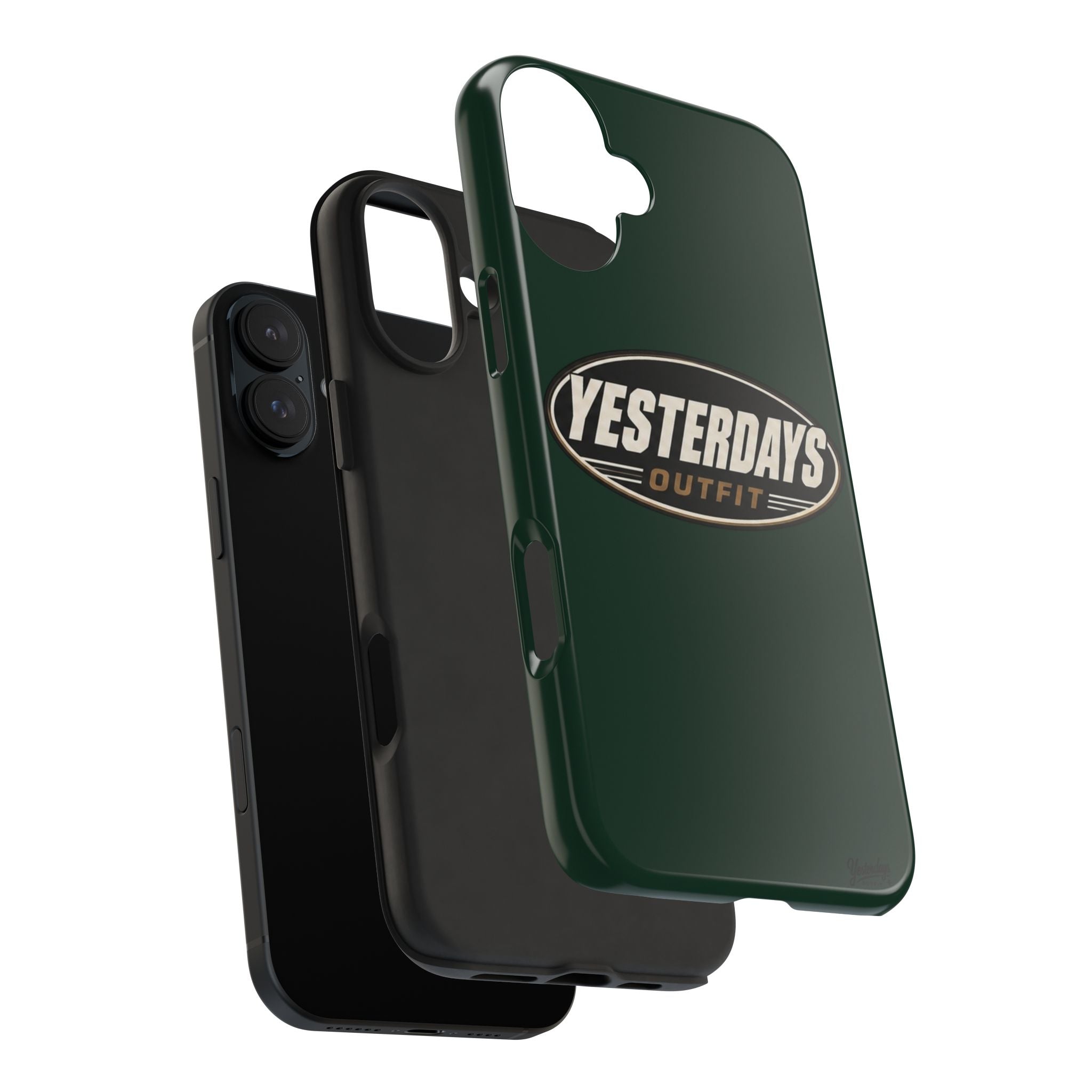 Yesterdays Outfit Logo Tough Phone Case | Retro Oval Badge, Dark Green