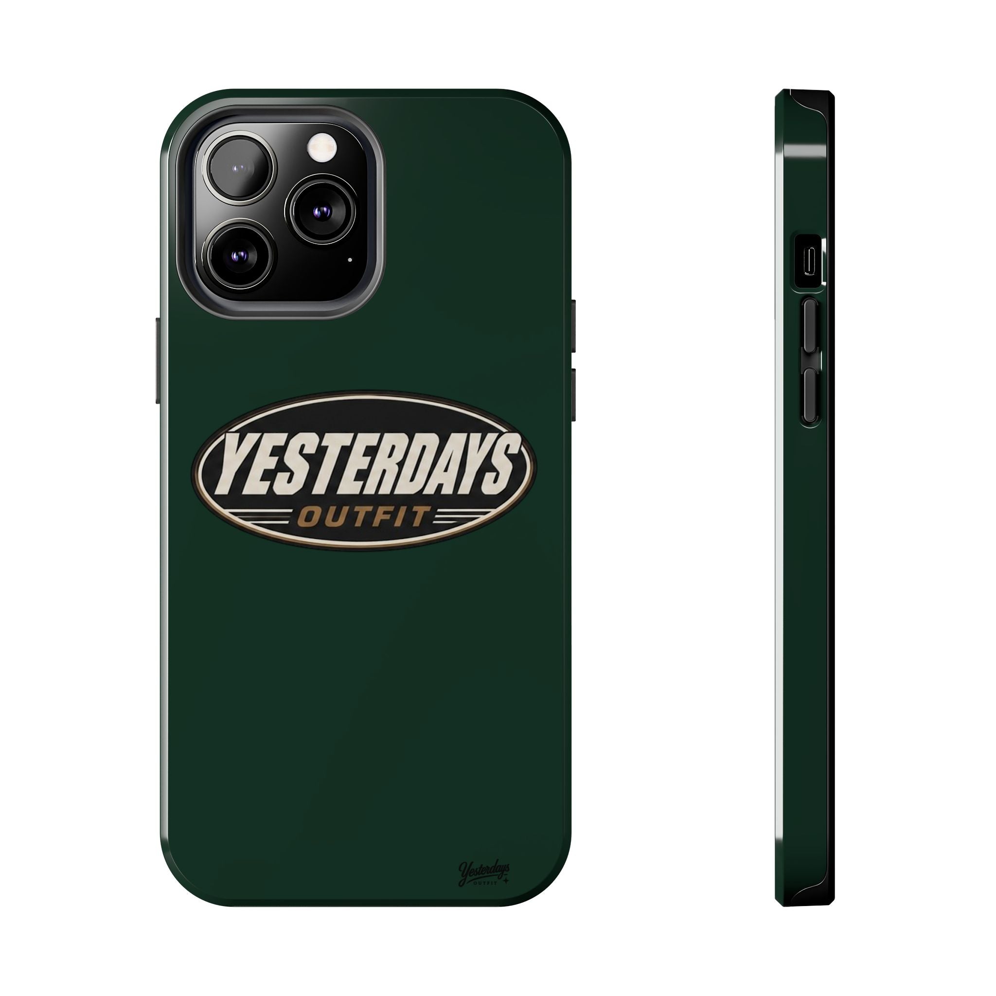 Yesterdays Outfit Logo Tough Phone Case | Retro Oval Badge, Dark Green