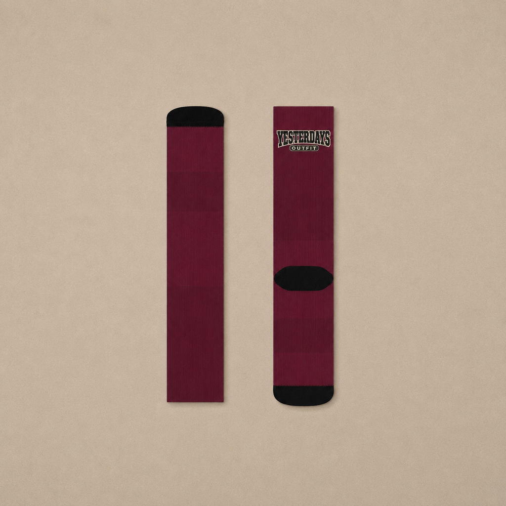 Yesterdays Outfit | Burgundy Varsity Crew Socks
