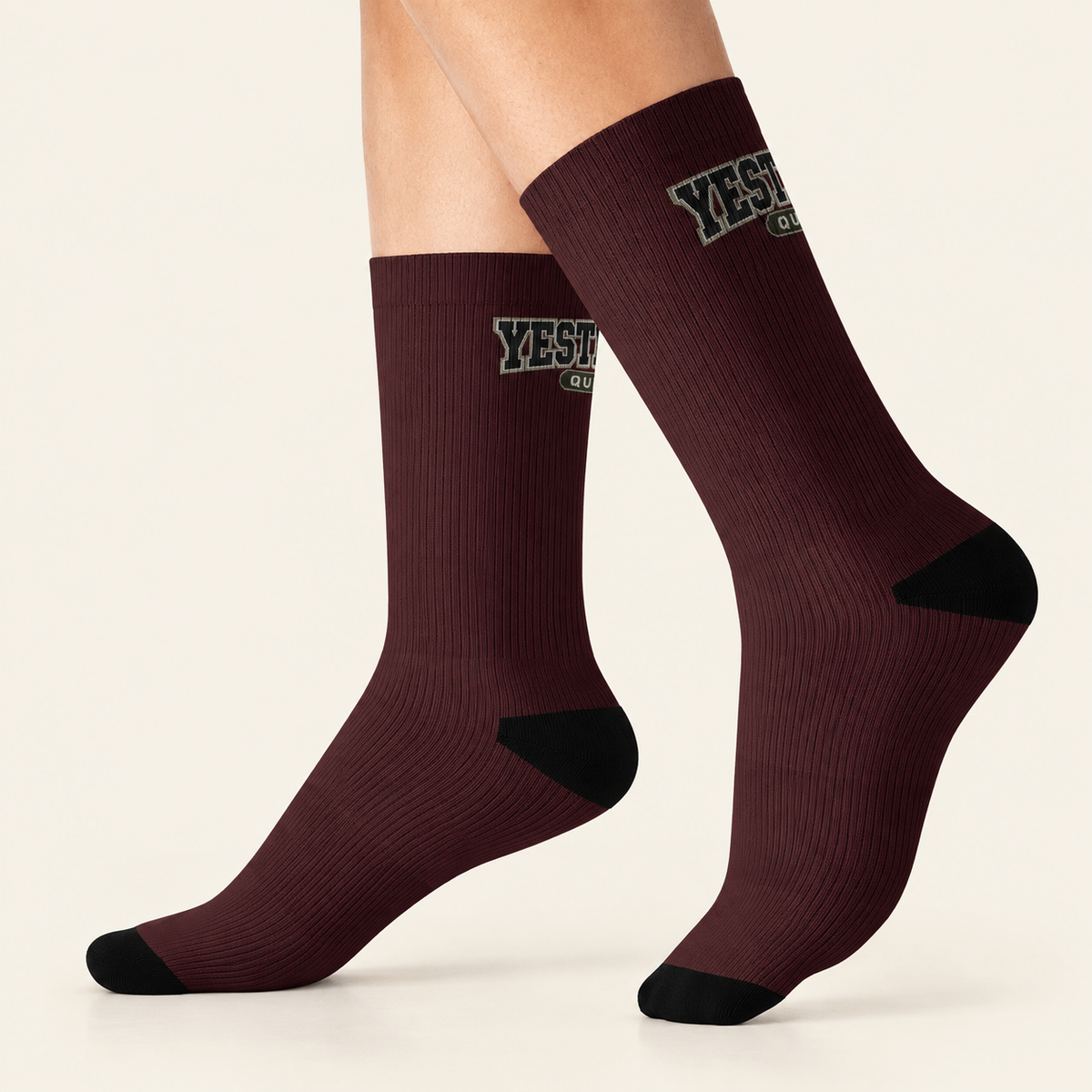 Varsity Burgundy Crew Socks