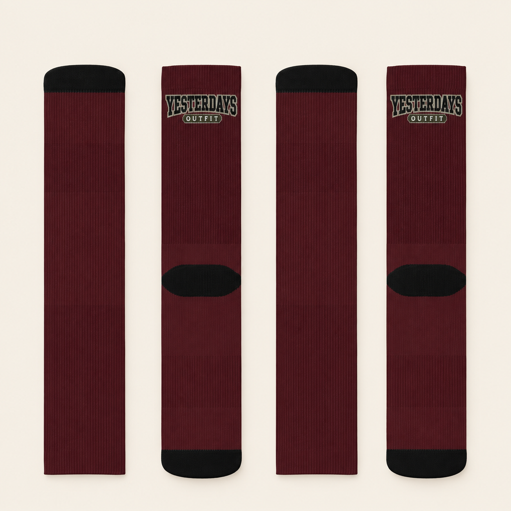 Varsity Burgundy Crew Socks