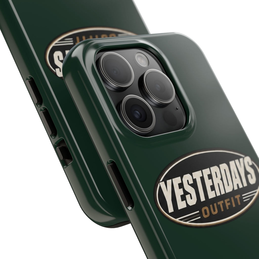Yesterdays Outfit Logo Tough Phone Case | Retro Oval Badge, Dark Green