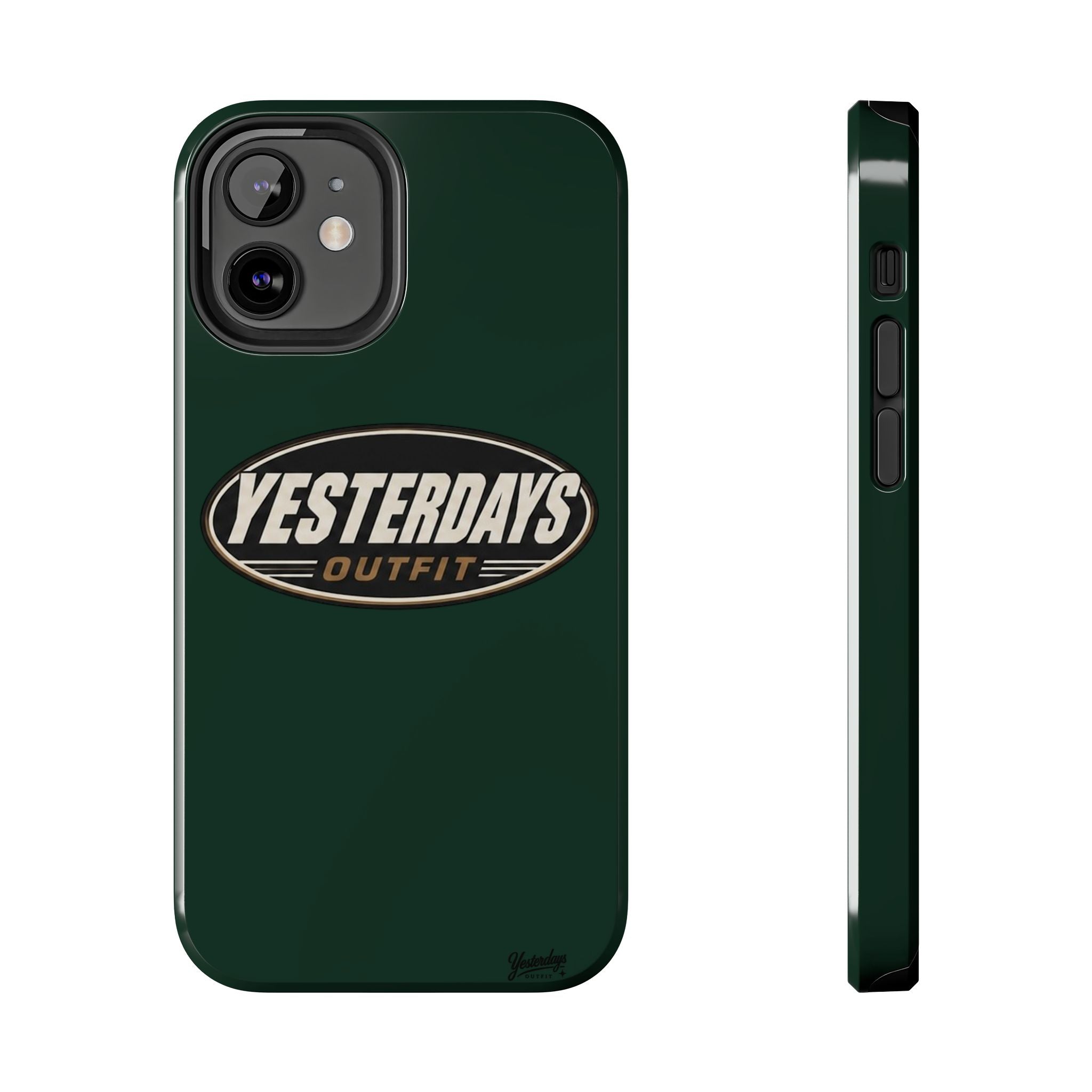 Yesterdays Outfit Logo Tough Phone Case | Retro Oval Badge, Dark Green