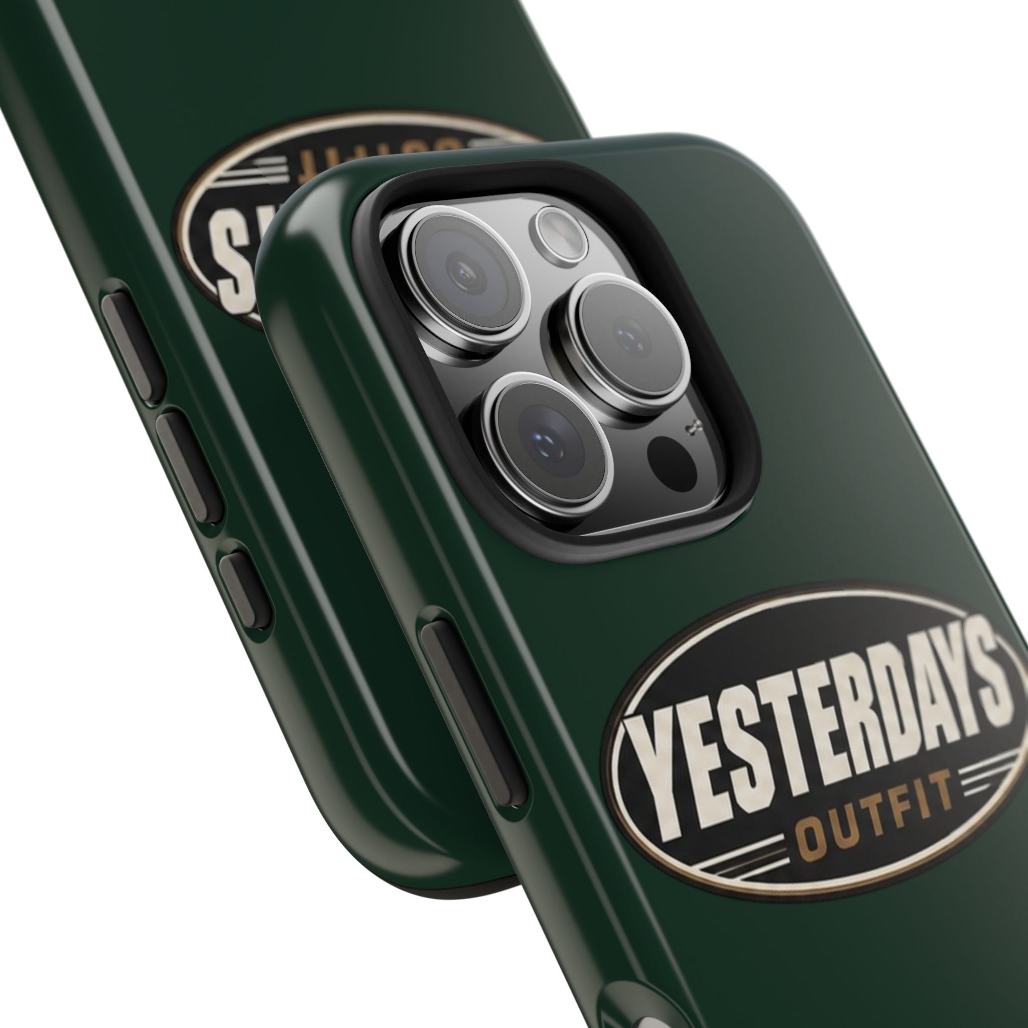 Yesterdays Outfit Logo Tough Phone Case | Retro Oval Badge, Dark Green