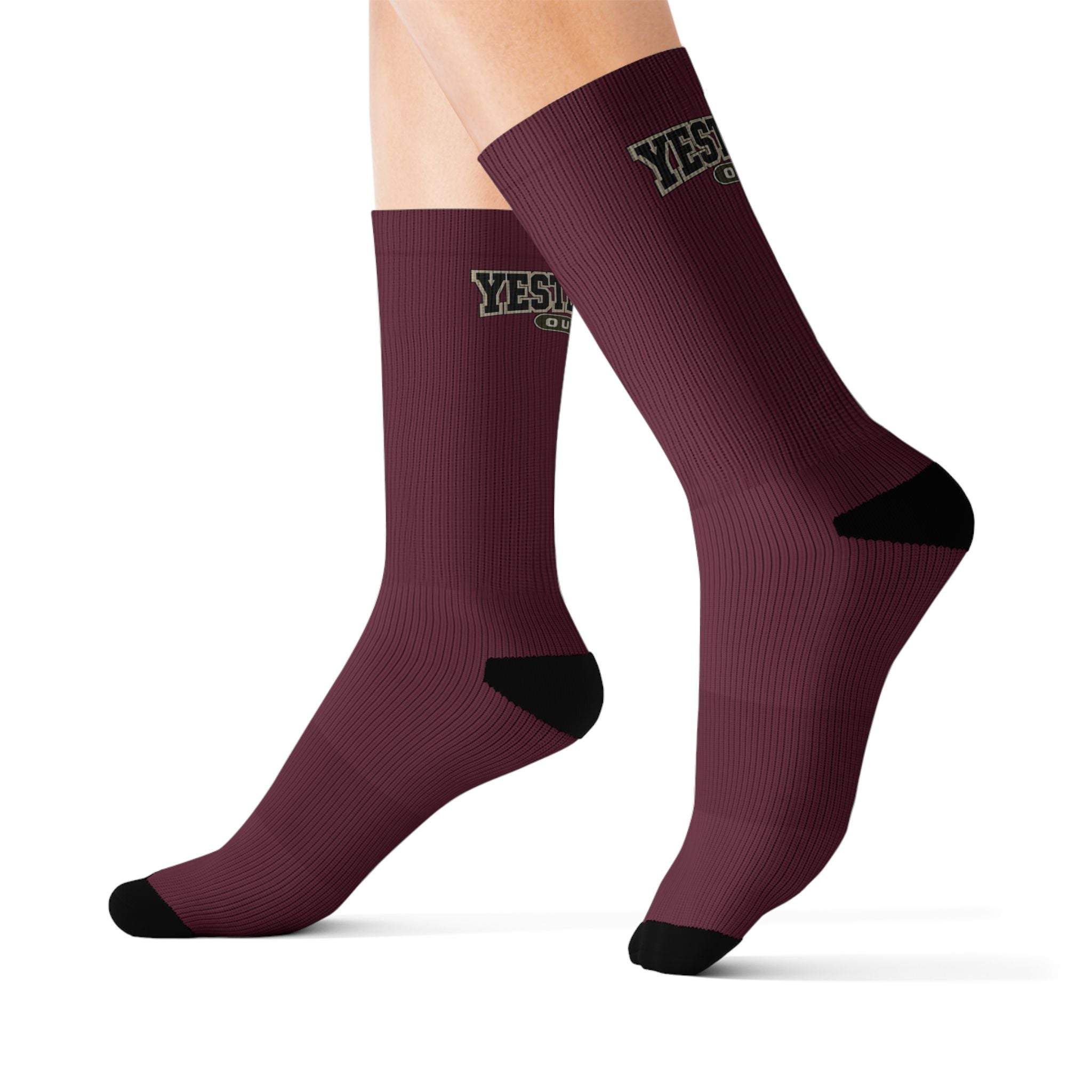 Yesterdays Logo Burgundy Socks | Sublimation Crew Socks