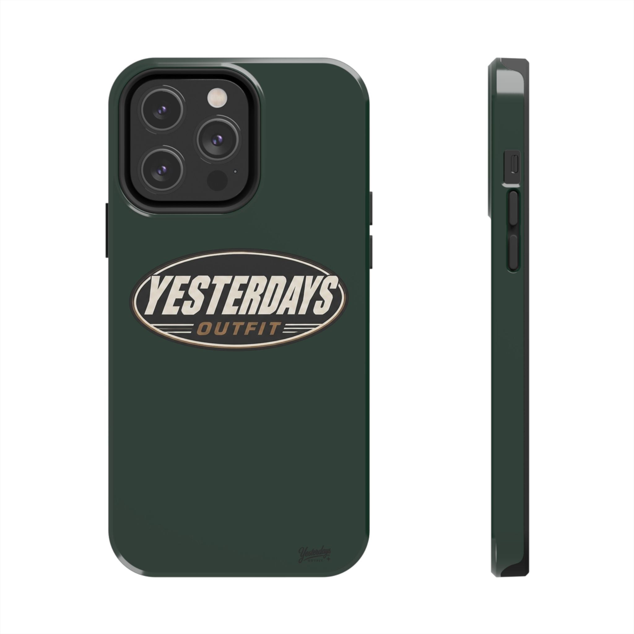 Yesterdays Outfit Logo Tough Phone Case | Retro Oval Badge, Dark Green