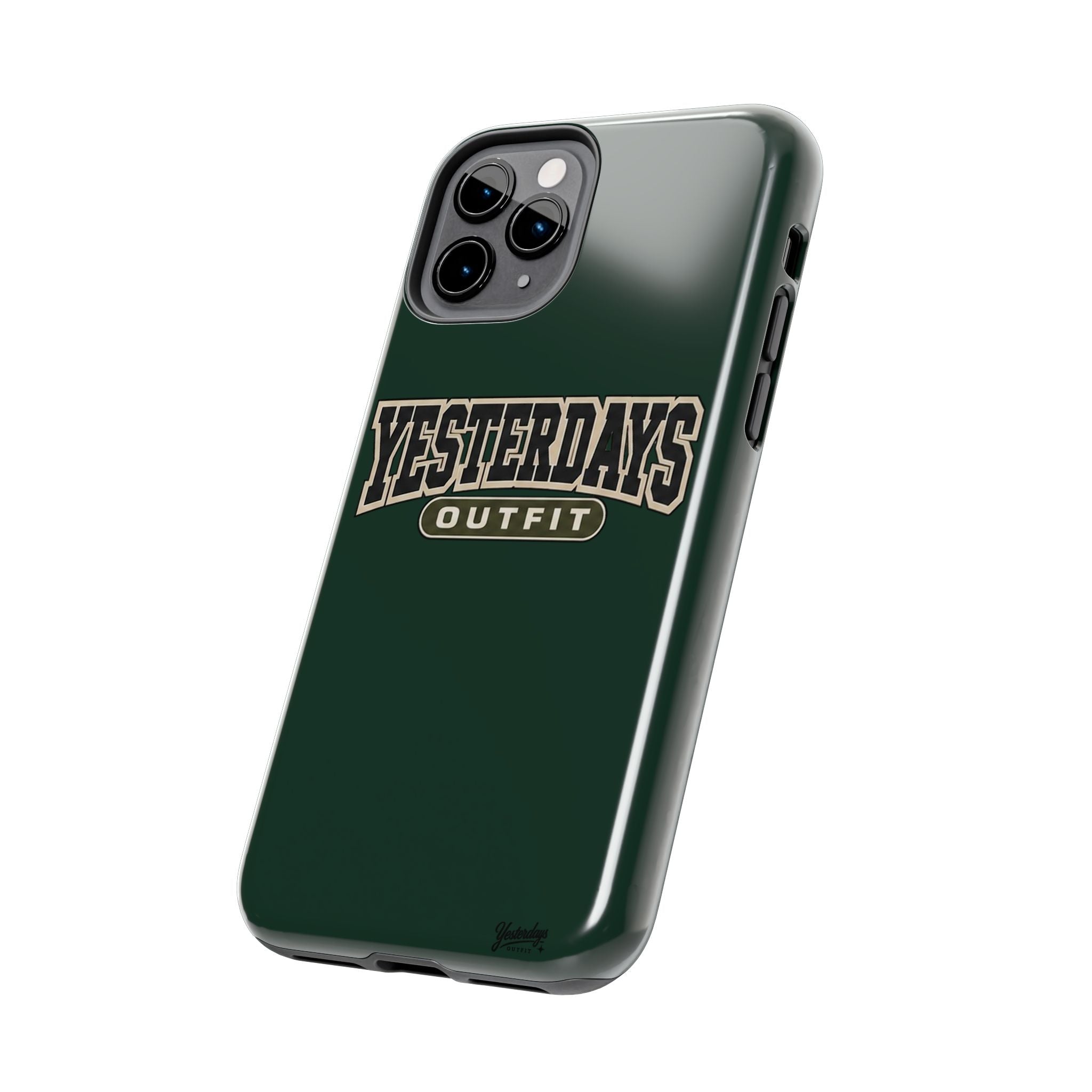 Yesterdays Outfit phone case | Retro collegiate logo, tough protective case