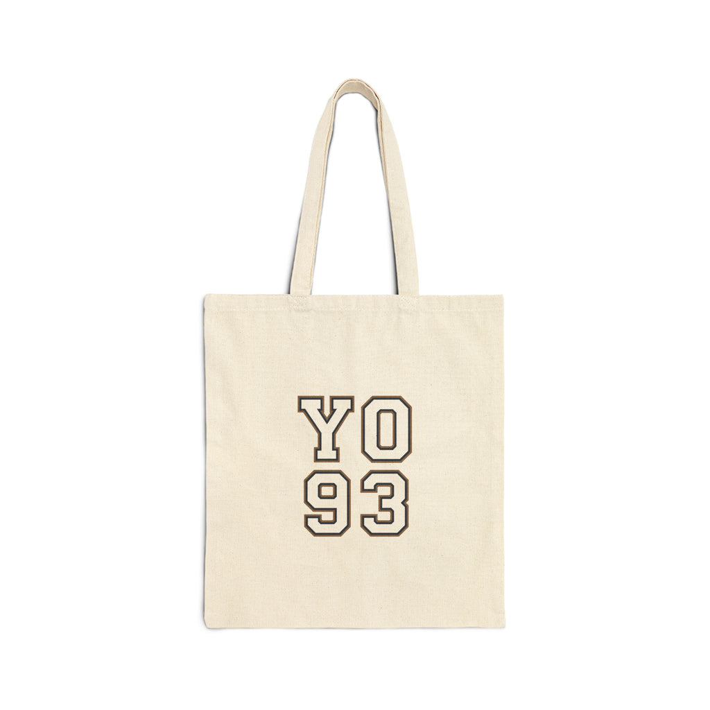 YO 93 Tote | Varsity Lettering, Sports Jersey Number, Retro Collegiate Style