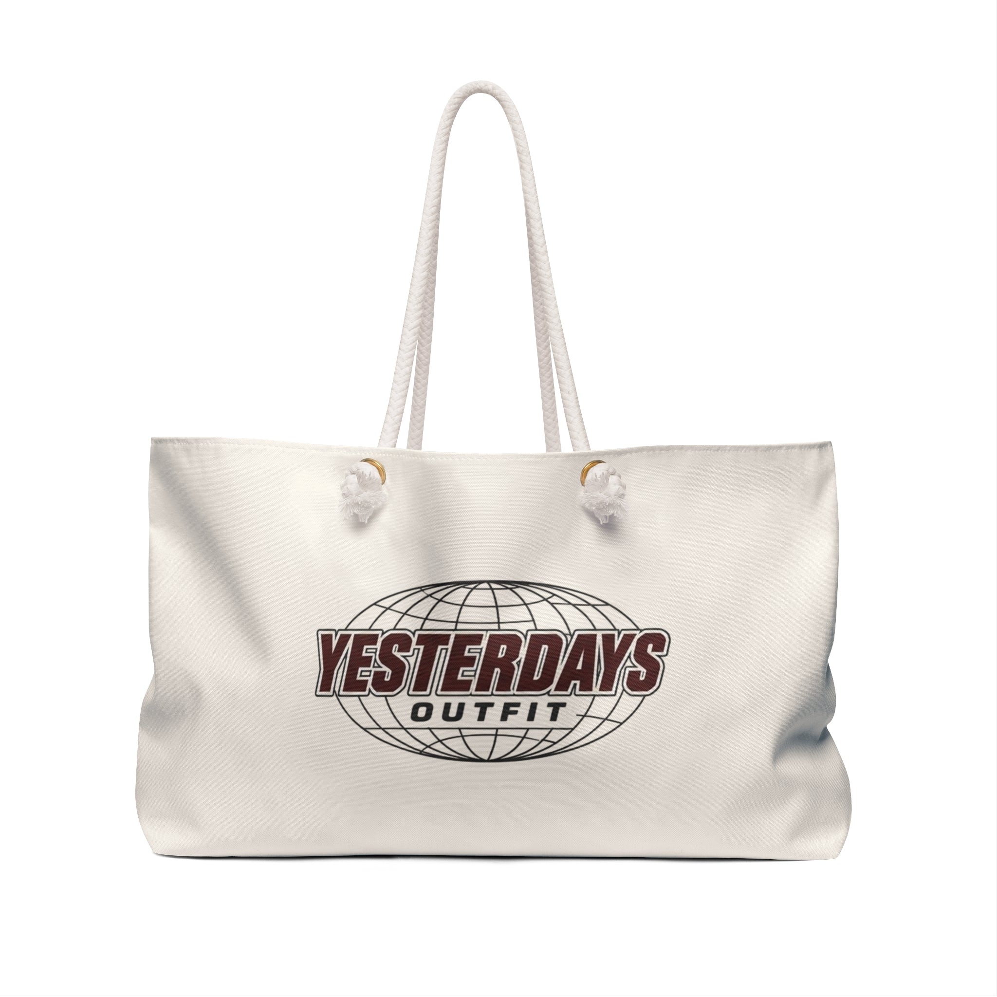 Yesterdays Outfit Logo Weekender Bag, Retro Globe Emblem Tote