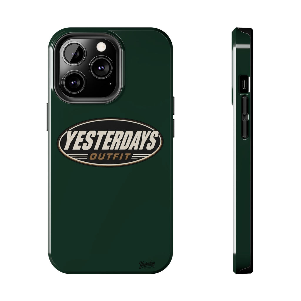 Yesterdays Outfit Logo Tough Phone Case | Retro Oval Badge, Dark Green