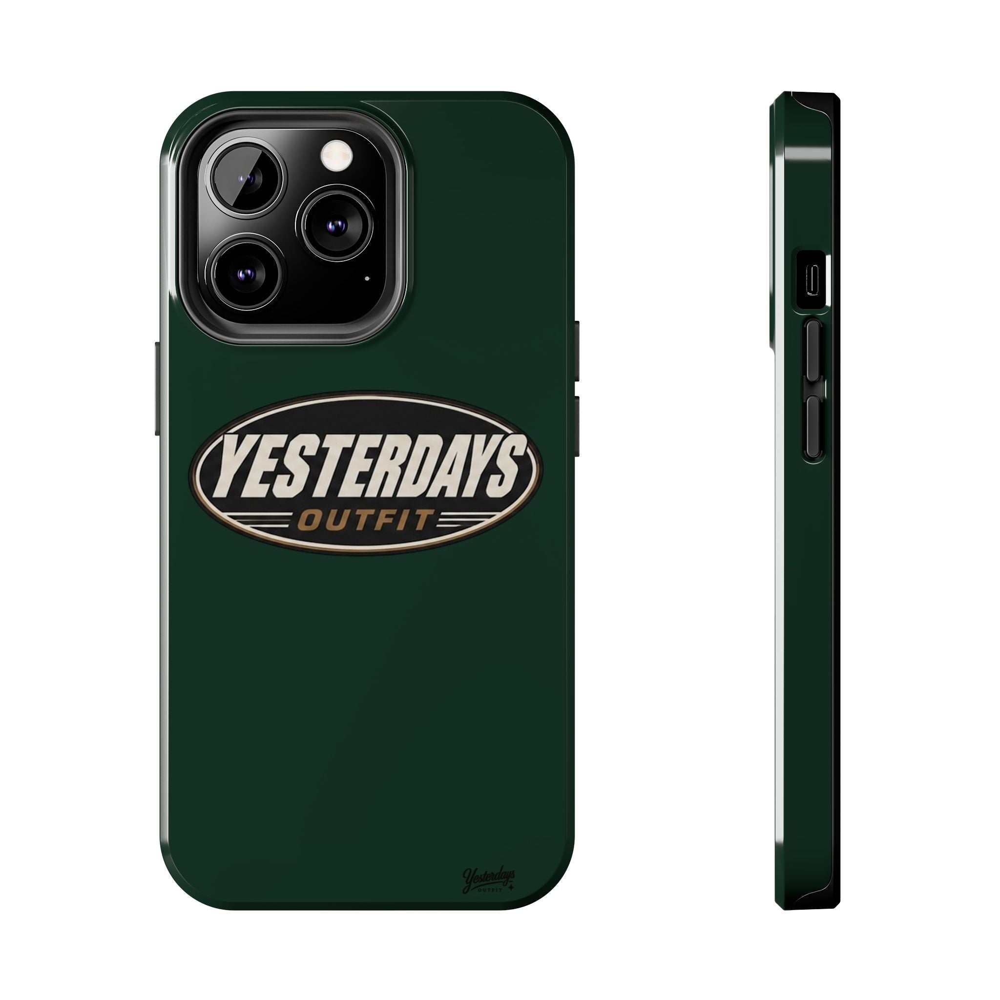 Yesterdays Outfit Logo Tough Phone Case | Retro Oval Badge, Dark Green