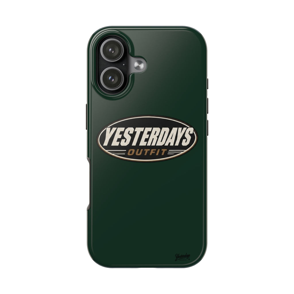 Yesterdays Outfit Logo Tough Phone Case | Retro Oval Badge, Dark Green