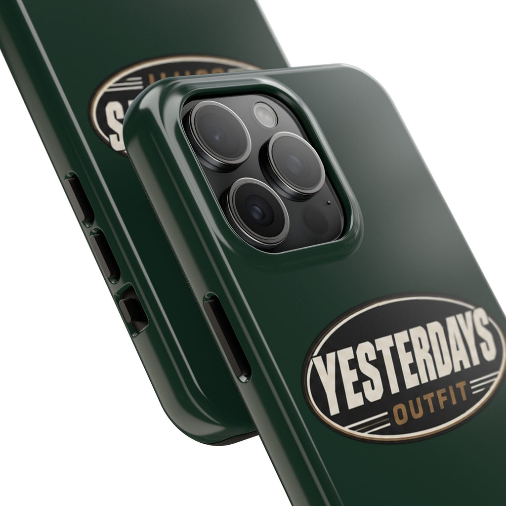 Yesterdays Outfit Logo Tough Phone Case | Retro Oval Badge, Dark Green
